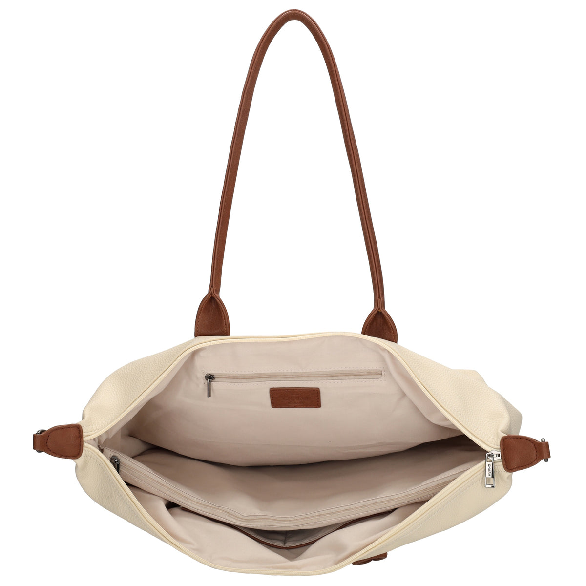 Beiger Shopper 51x33cm mit Laptopfach 15,6 Zoll - leder-accessoires.com