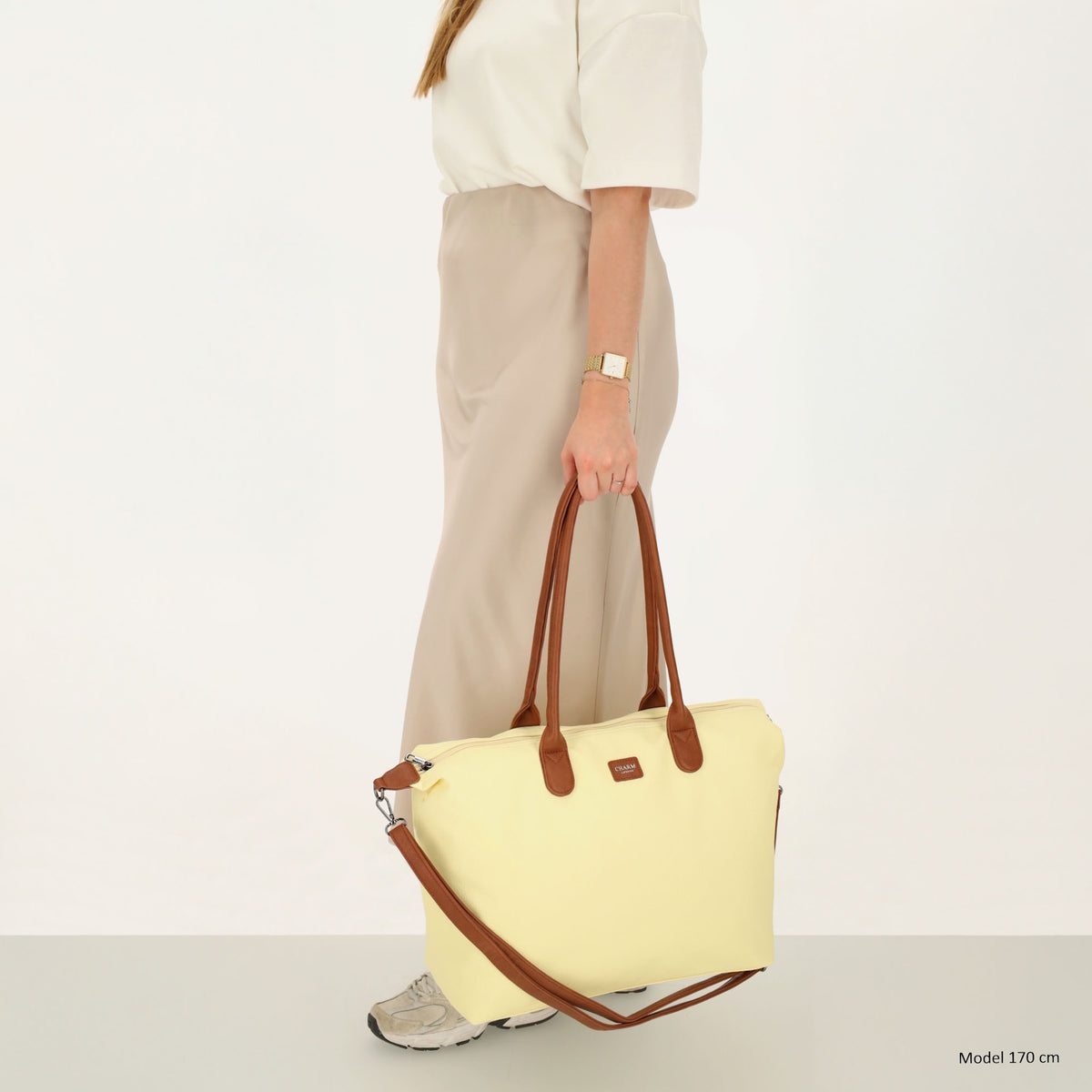 Gelber Shopper 51x33cm mit Laptopfach 15,6 Zoll - leder-accessoires.com