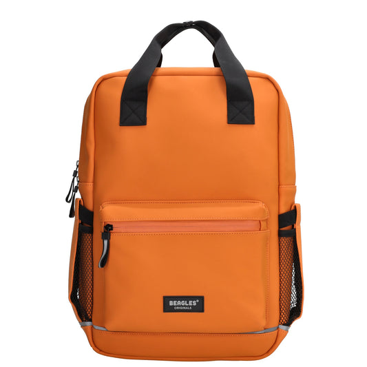 Schul-| Businessrucksack 40 x 37cm wasserabweisend in Orange mit Reißverschluss - leder-accessoires.com