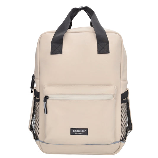 Schul-| Businessrucksack 40 x 37cm wasserabweisend in Taupe mit Reißverschluss - leder-accessoires.com