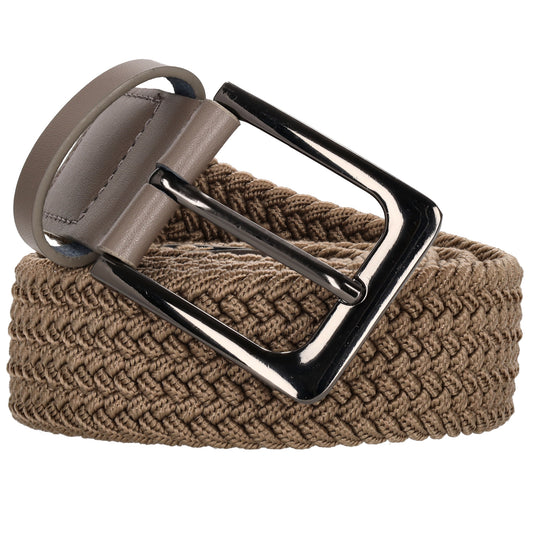 Stretchgürtel|Bandgürtel 35mm in Taupe mit Dornschließe - leder-accessoires.com