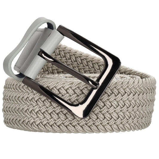 Stretchgürtel|Bandgürtel 35mm in Beige mit Dornschließe - leder-accessoires.com