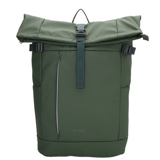 Rolltop-Rucksack 48x28cm in Dunkelgrün mit Umschlag und Reißverschluss - leder-accessoires.com
