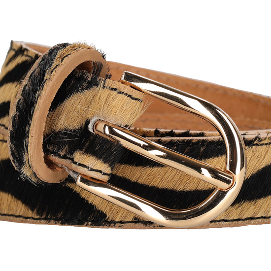 Ledergürtel  25mm in Zebra|Braun mit Dornschließe in Gold - leder-accessoires.com