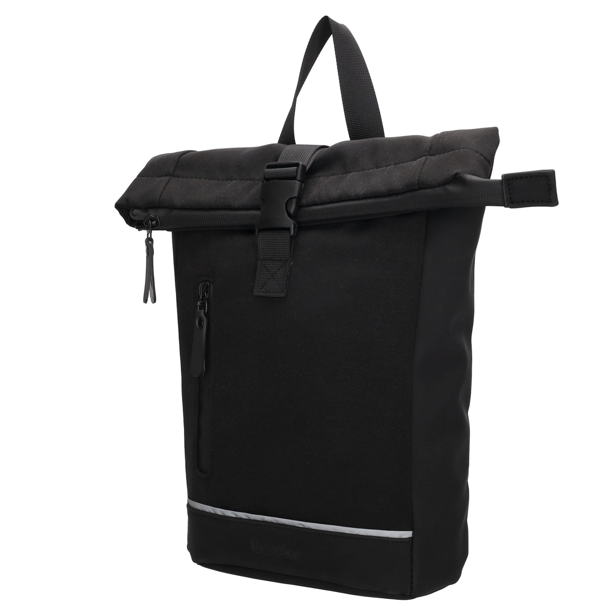 Rucksack 38x29cm in Schwarz mit Überschlag und Reißverschluss - leder-accessoires.com