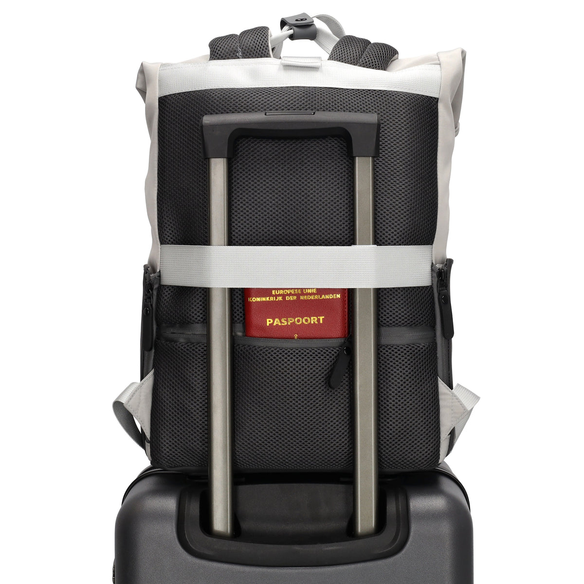 Laptoprucksack 53x28cm in Grau|Schwarz mit zusätzlichen Griffen - leder-accessoires.com