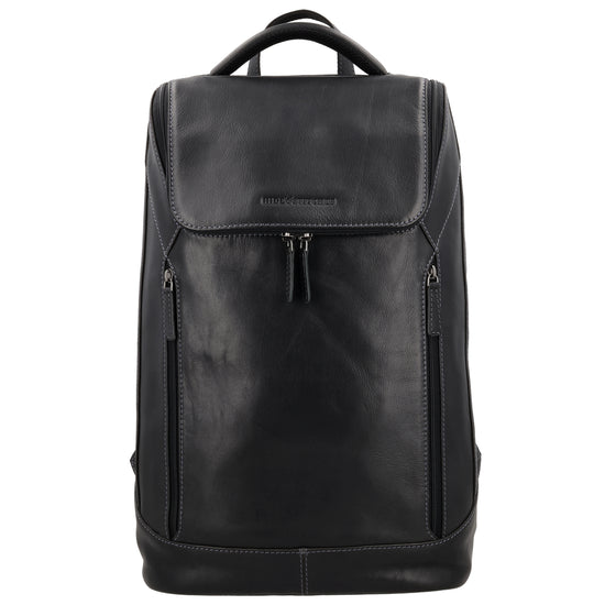 Laptop| Business Rucksack aus Leder in Schwarz mit Überschlag - leder-accessoires.com