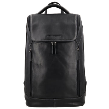 Laptop| Business Rucksack aus Leder in Schwarz mit Überschlag - leder-accessoires.com