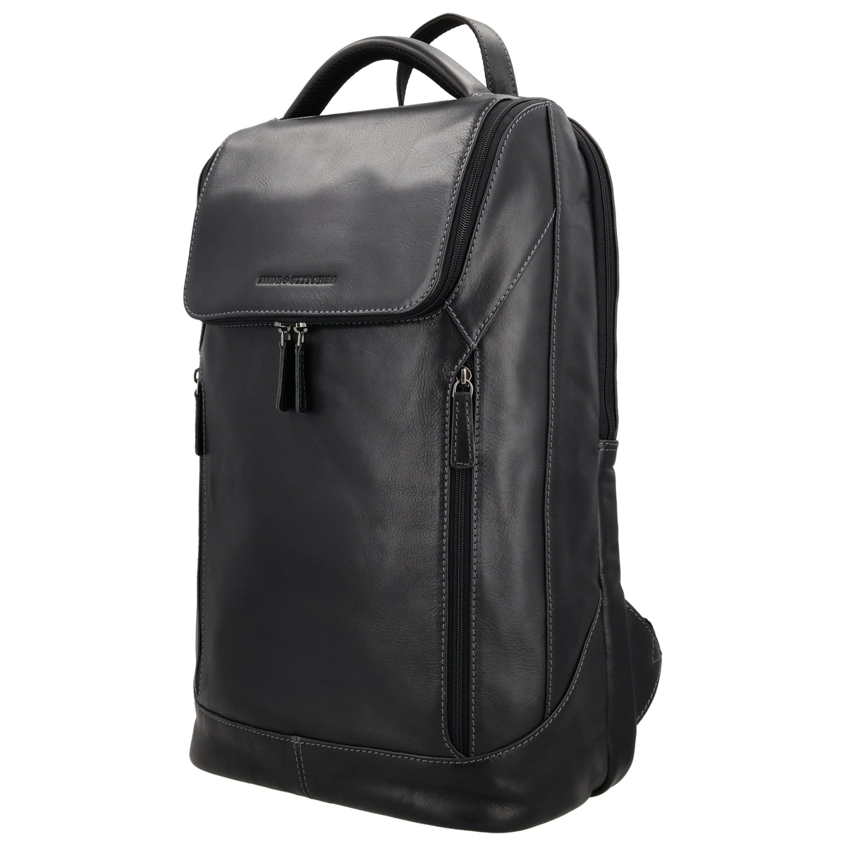 Laptop| Business Rucksack aus Leder in Schwarz mit Überschlag - leder-accessoires.com