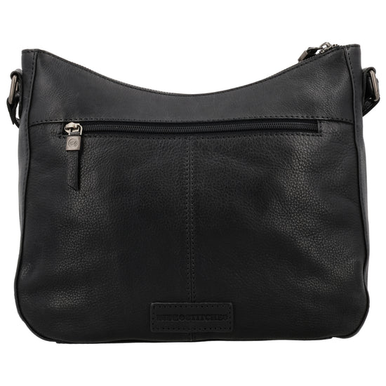 Schwarze Leder Umhängetasche 30x26cm mit Flechtoptik - leder-accessoires.com