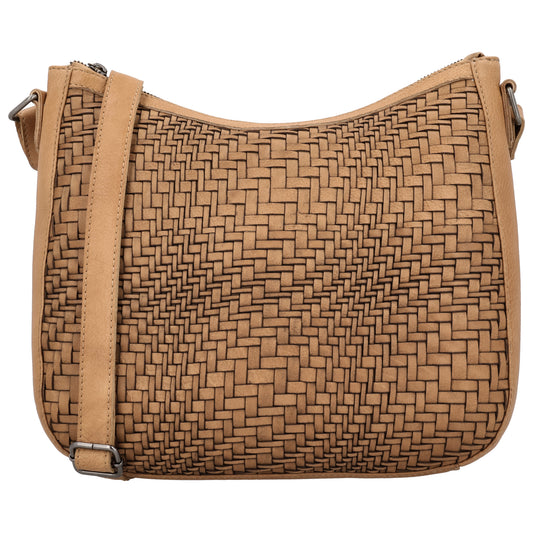 Vollleder Tasche in Cognac 30x26 im Boho Chic Stil