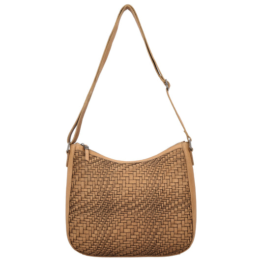 Vollleder Tasche in Cognac 30x26 im Boho Chic Stil