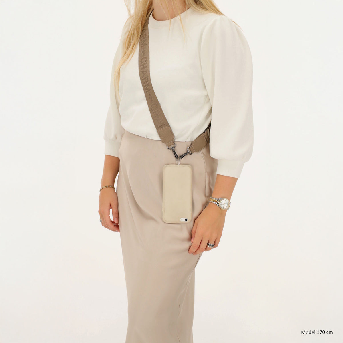 Schulterriemen Taupe 140x40cm für Handy & Tasche – Eleganter Phone Strap - leder-accessoires.com