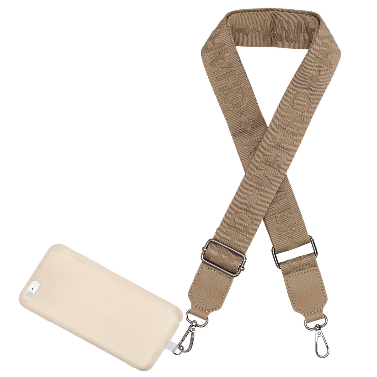 Schulterriemen Taupe 140x40cm für Handy & Tasche – Eleganter Phone Strap - leder-accessoires.com