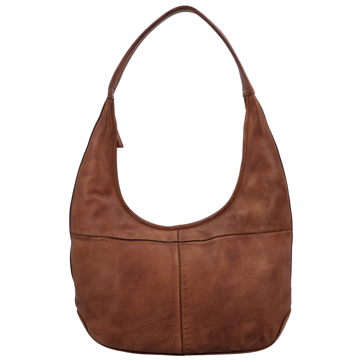Umhängetasche| Beuteltasche 40x40cm aus Leder in Cognac mit Reißverschluss - leder-accessoires.com