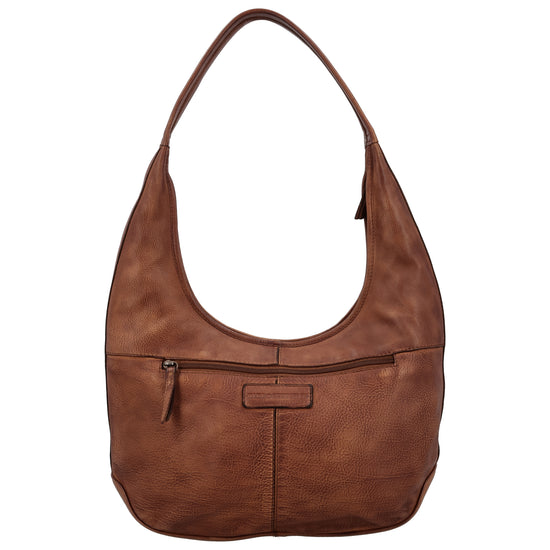 Umhängetasche| Beuteltasche 40x40cm aus Leder in Cognac mit Reißverschluss - leder-accessoires.com