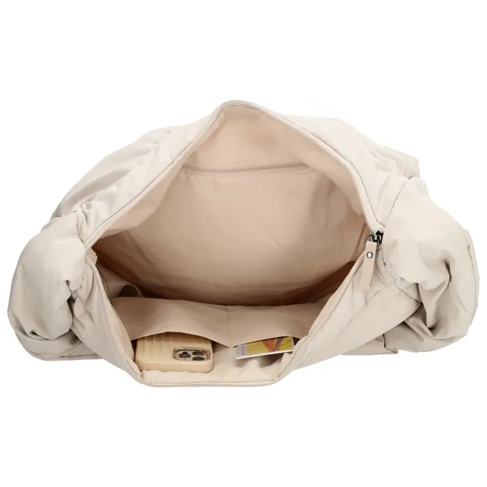 Schultertasche 35x32cm Creme aus Nylon|Polyester - leder-accessoires.com