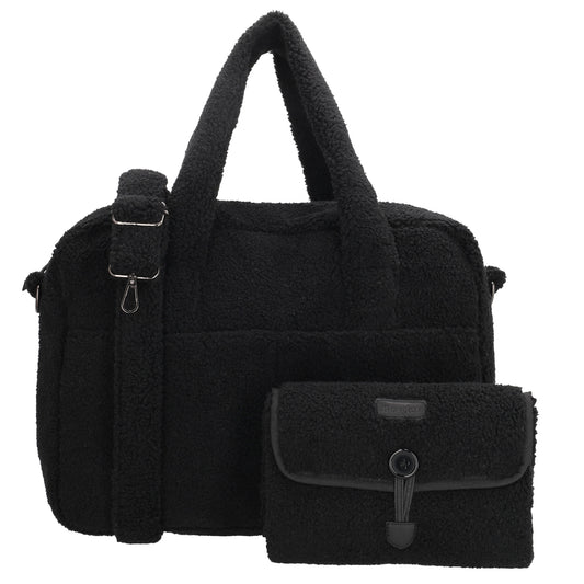 Teddy-Wickeltasche 40x28cm in Schwarz – Stylisch & praktisch - leder-accessoires.com