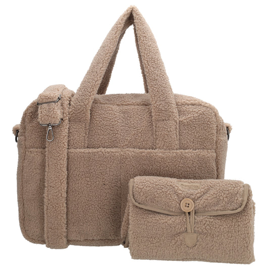 Teddy-Wickeltasche 40x28cm in Taupe – Eleganter Alltagshelfer - leder-accessoires.com