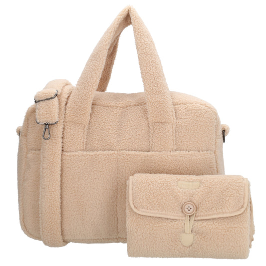 Teddy-Wickeltasche 40x28cm in Creme – Helle, moderne Babybag - leder-accessoires.com