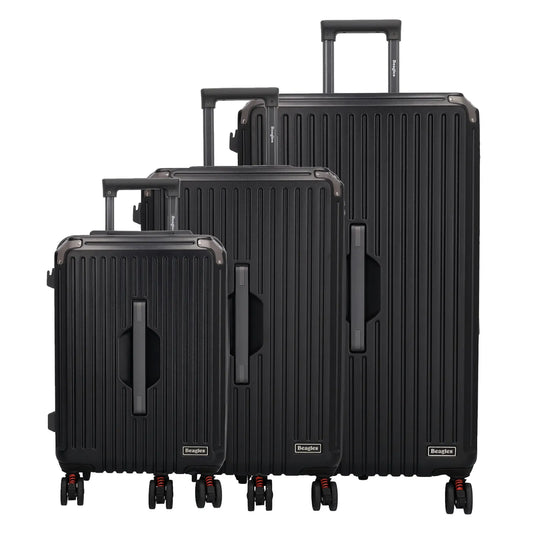 Reisetrolley|Hartschalenkoffer im SET 76|66|57cm in Schwarz mit 4-Rad