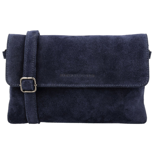 Umhängetasche 24,5x16cm Blau aus Wildleder - leder-accessoires.com