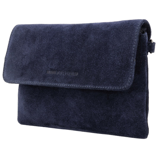 Umhängetasche 24,5x16cm Blau aus Wildleder - leder-accessoires.com