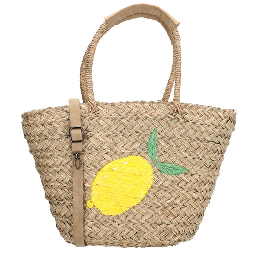 Sola Korbtasche 54x28cm Zitrone – Sommerliche Basttasche für Damen