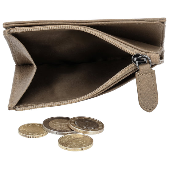 Portemonnaie Taupe mit cleverer Innenaufteilung - leder-accessoires.com
