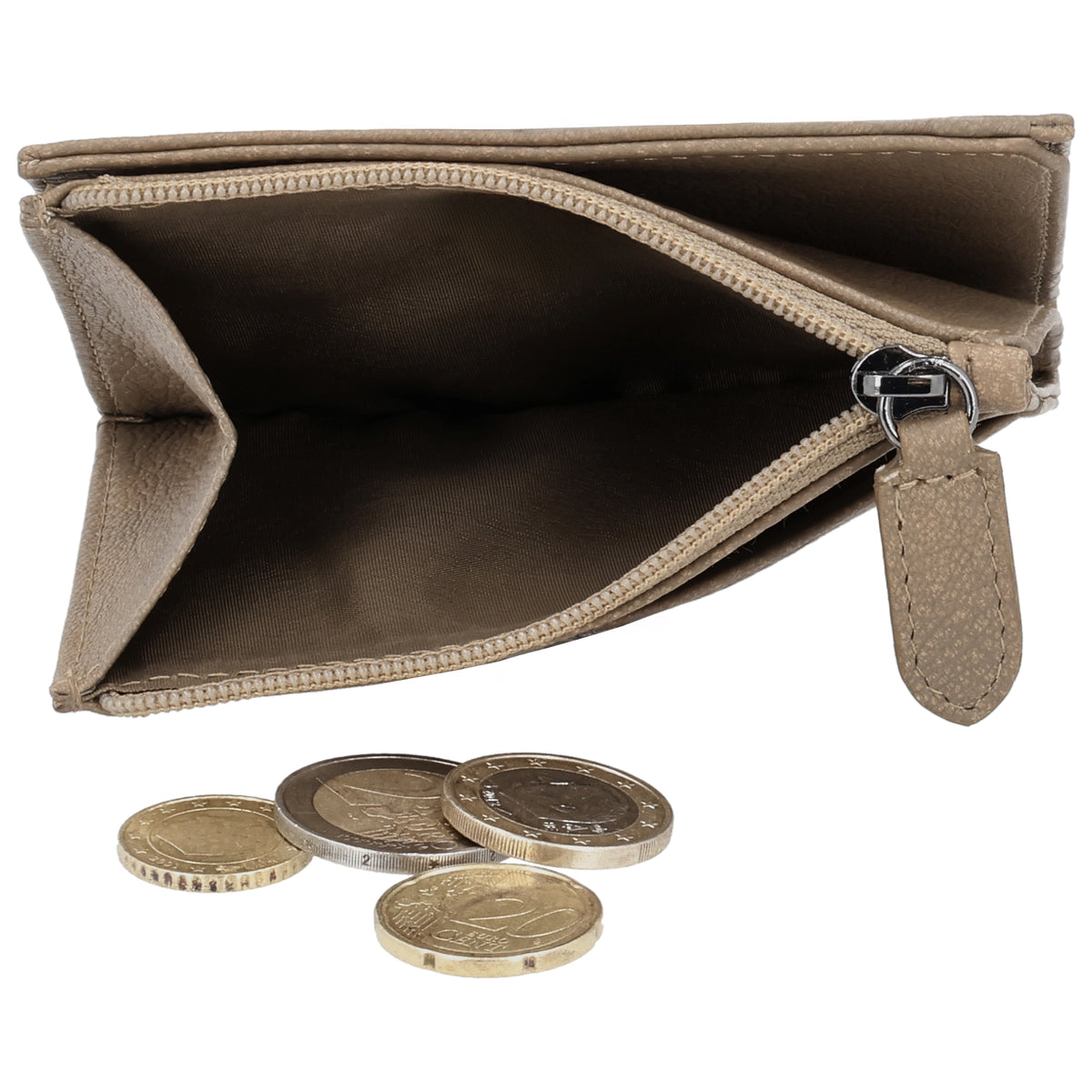 Portemonnaie Taupe mit cleverer Innenaufteilung - leder-accessoires.com