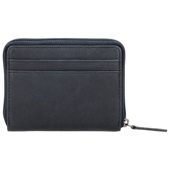 Börse klein in Blau|Marine mit Rundumreißverschluss - leder-accessoires.com
