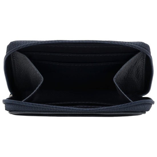 Börse klein in Blau|Marine mit Rundumreißverschluss - leder-accessoires.com