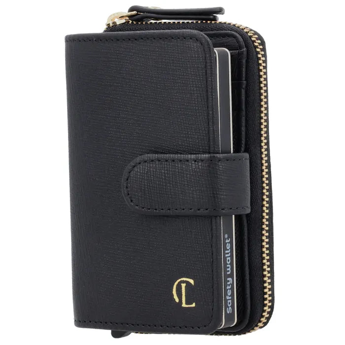 RFID Kartenetui 11x8cm Schwarz kompakt mit Alu-Case - leder-accessoires.com