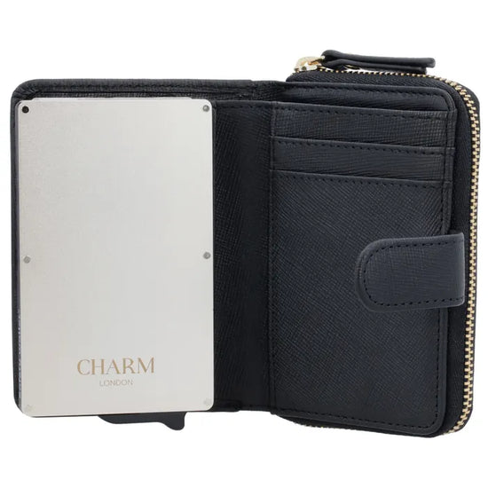 RFID Kartenetui 11x8cm Schwarz kompakt mit Alu-Case - leder-accessoires.com