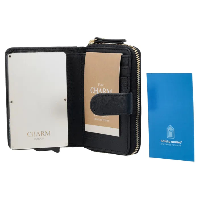 RFID Kartenetui 11x8cm Schwarz kompakt mit Alu-Case - leder-accessoires.com