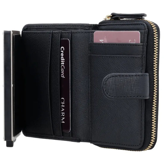 RFID Kartenetui 11x8cm Schwarz kompakt mit Alu-Case - leder-accessoires.com