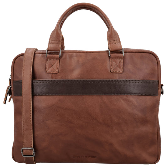 Business-| Laptoptasche 39x30x8cm in Cognac mit Reißverschluss - leder-accessoires.com