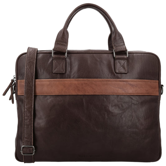 Business-| Laptoptasche 39x30x8cm in Braun mit Reißverschluss - leder-accessoires.com