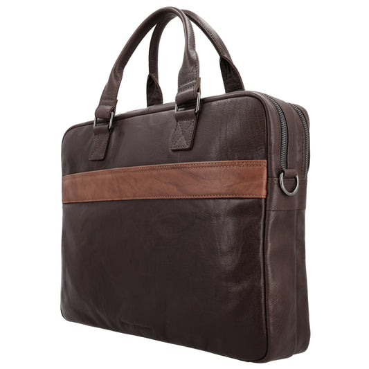 Business-| Laptoptasche 39x30x8cm in Braun mit Reißverschluss - leder-accessoires.com