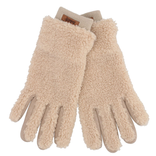 Teddyfellhandschuh in Beige mit Touchscreen-Funktion - leder-accessoires.com