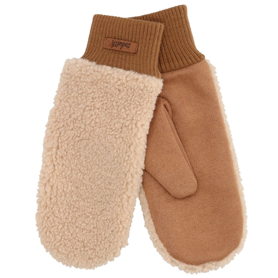 Fäustlinge Cognac in Wildlederimitat und flauschigem Innenfutter - leder-accessoires.com