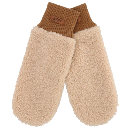 Fäustlinge Cognac in Wildlederimitat und flauschigem Innenfutter - leder-accessoires.com