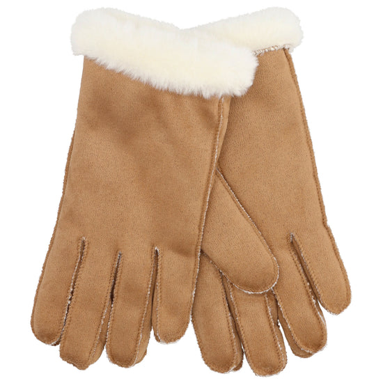 Winterhandschuh in Cognac in Wildleder-Optik - leder-accessoires.com