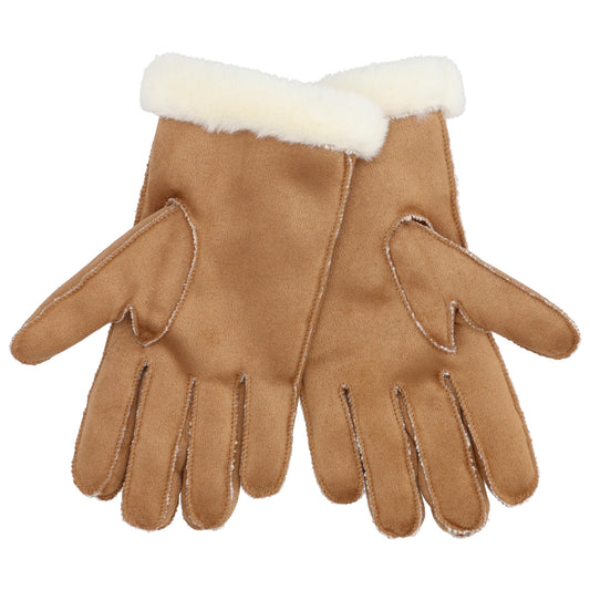 Winterhandschuh in Cognac in Wildleder-Optik - leder-accessoires.com