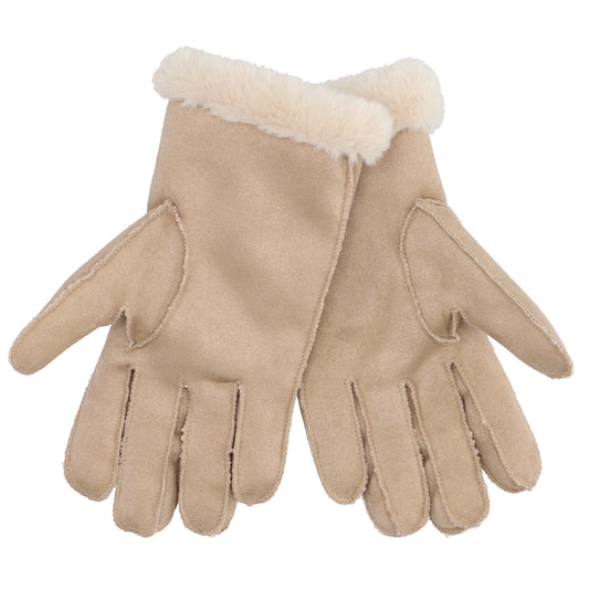 Winterhandschuh in Beige in Wildleder-Optik - leder-accessoires.com