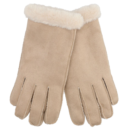 Winterhandschuh in Beige in Wildleder-Optik - leder-accessoires.com