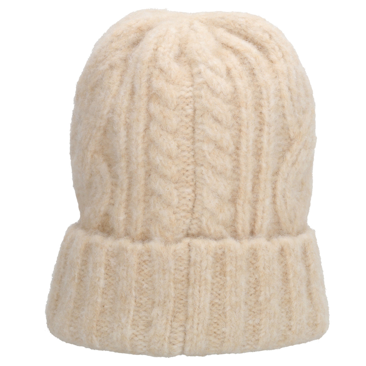 Wintermütze Beige 23x23cm mit Zopfmuster - leder-accessoires.com