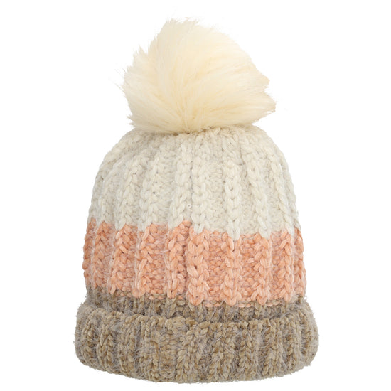 Wintermütze Rosa 24x21cm mit grobem Strickmuster - leder-accessoires.com