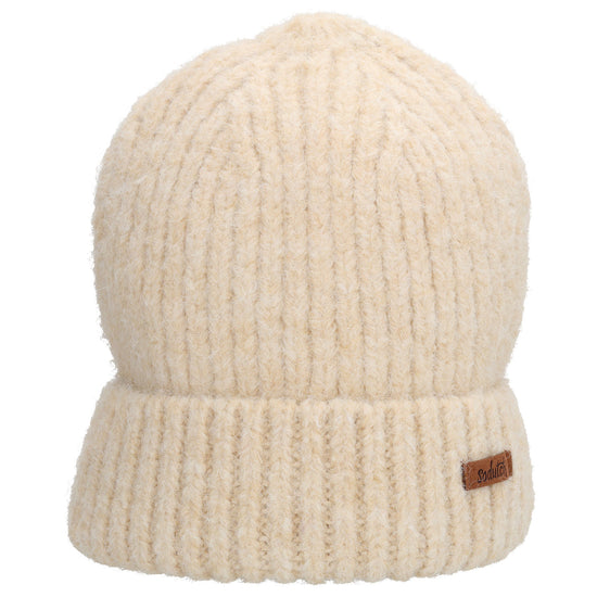 Wintermütze Beige 22x22cm mit Rippmuster - leder-accessoires.com