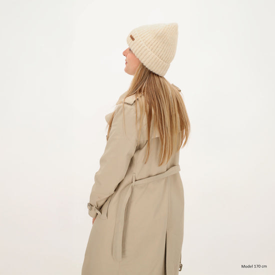 Wintermütze Beige 22x22cm mit Rippmuster - leder-accessoires.com